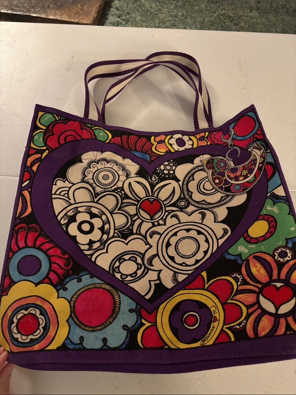 Brighton Purple Floral Heart Tote Bag - Women Bags